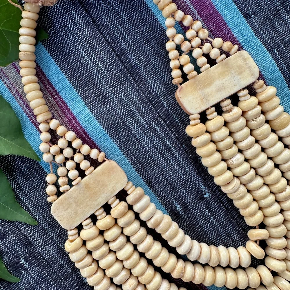 Vintage African Carved Bone Necklace - Picture 7 of 10